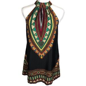 Band of Gypsies Tribal Print Chocker Neck Mini Dress